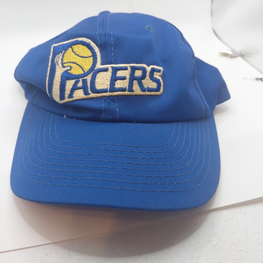 Vintage 80s Indiana Pacers Old Logo Snapback Hat Cap Blue